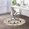 Eggshell Brown PU Leather Gaming Chair Mat Under Computer Desk Flourishing Flower Swirled Branches Round Office Chair Mats Home Rolling Gaming Chair Mat Seasonal Diameter 55 in
