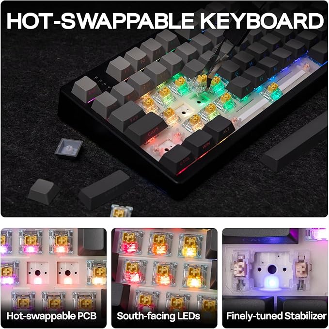 EPOMAKER TH108 Full Size Mechanical Keyboard Wireless Gaming Keyboard with 8000mAh Battery Creamy Gasket 108 Keys Hot Swap Custom Driver RGB Backlight (Black Creamy Jade)