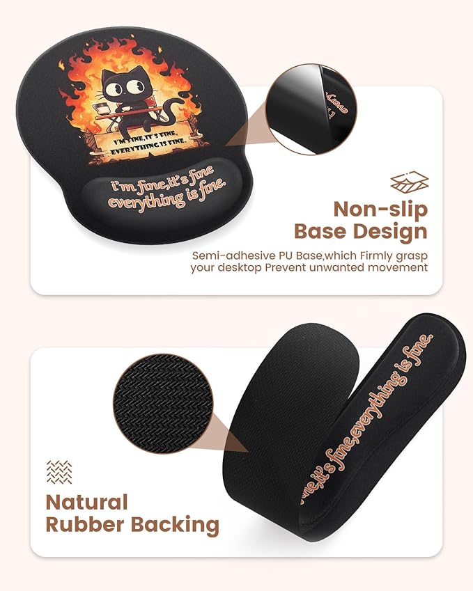 HAOCOO Dumpster Fire Mouse Pad with Wrist Rest Ergonomic Keyboard Wrist Support Large Gaming Desk Mat Set Desk Protector Mat for Office Supplies