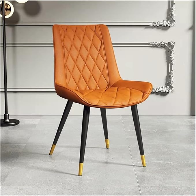 Adjustable Office Computer Chair with Armrest Leather Dining Chairs Living Room Household Stool Foot Backrest Dining Chair(Yellow-Golden)
