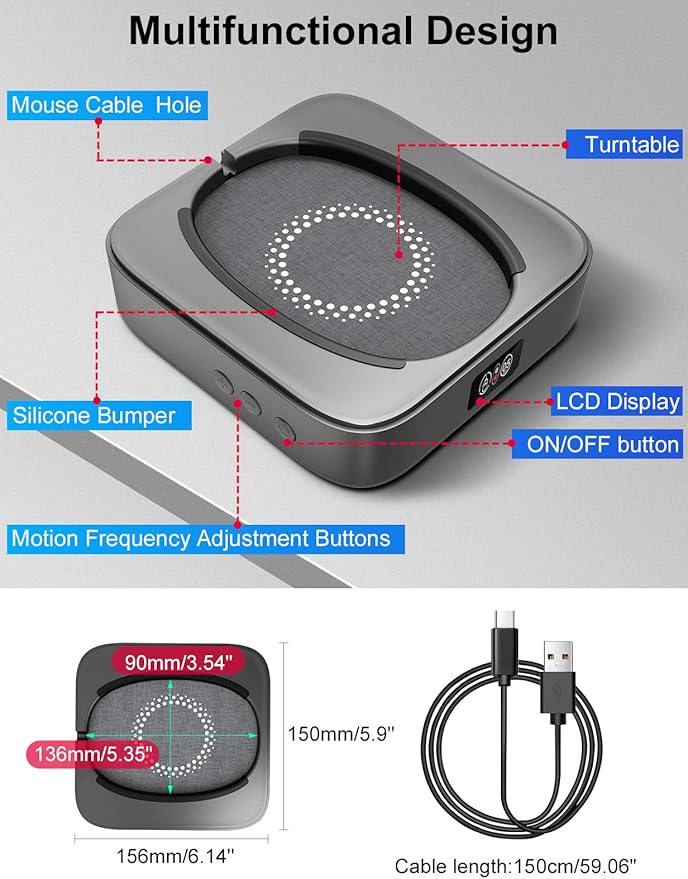 Meatanty Undetectable Mouse Mover Usb Physical Mouse Jiggler Moves Mouse Randomly Automatic Mouse Mover Device with Cover LED Display and ON/OFF Running Frequency Adjustable Keeps PC Laptop Active