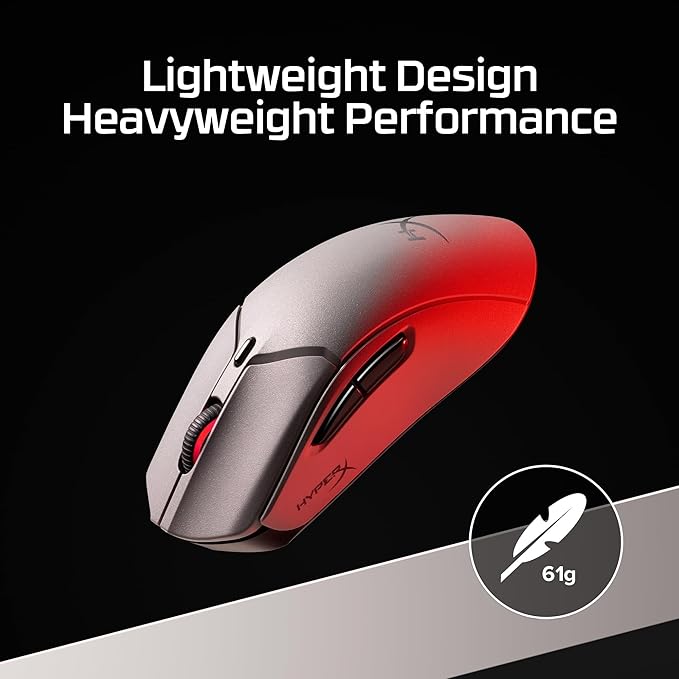 HyperX Pulsefire Haste 2 Pro 4K Wireless Gaming Mouse for PC 4k Polling Rechargeable 90 Hour Battery Lightweight 61g 26K Sensor 2.4GHz Bluetooth Slate Grey
