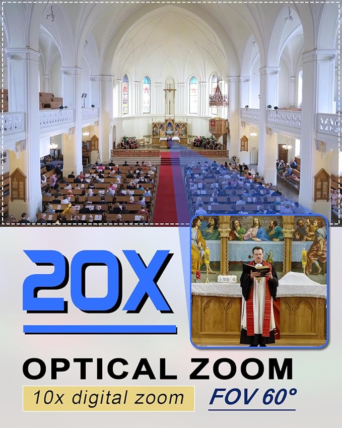 FoMaKo NDI PTZ Camera AI Auto-Tracking Gen 3 20x Optical Zoom for Texas Hold'em Livestreaming or Sports Live Production[ (FMK20UH NDI+KC608)