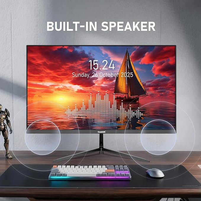 Gawfolk 27 inch IPS 2K QHD (2560×1440) Computer Monitor 75Hz Gaming PC Screen 1msAdaptive Sync100% sRGB 1.07 Billion ColoursBuilt-in SpeakerDisplay 1.4、Port HDMI2.0 Black
