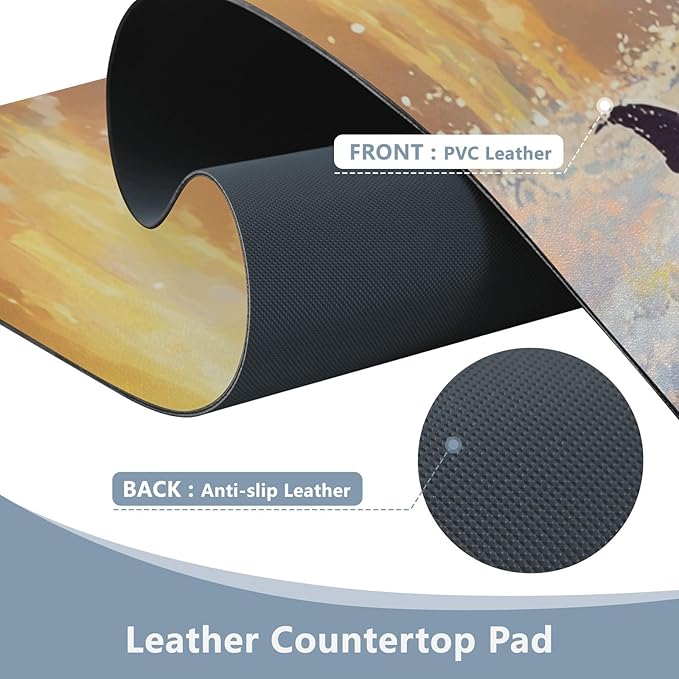 Mouse Pad Desk Mat Leather Desk Pad Large Gaming Desk Cover Protector Mat for Keyboard Computer Laptop Office Waterproof 47.2 x 23.6 Inch Dolphin Jumping Sunset Blue
