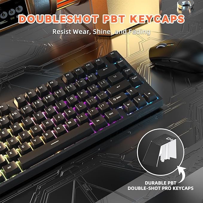ATTACK SHARK R82 HE Rapid Trigger Wired Mechanical Gaming Keyboard TKL NKRO with 8K Polling0.005mm RT Accuracy256K Scan Rate5 Layer Sound DampedHall Effect Magnetic SwitchDriver for PC Mac(Black)
