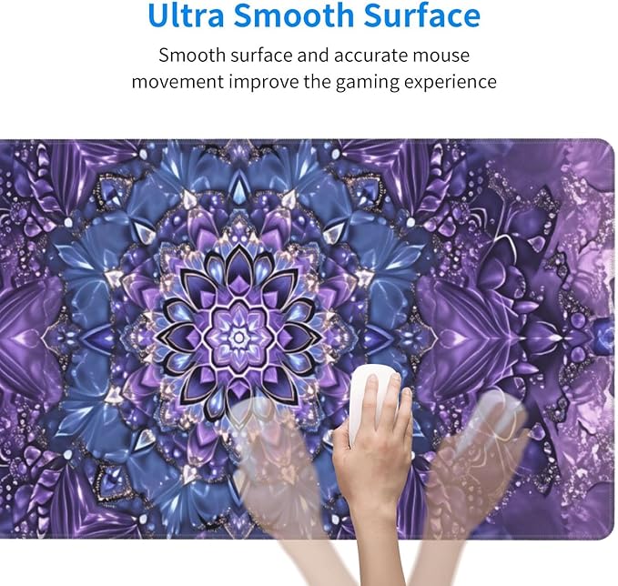 Purple Mandala Boho Floral Desk Cover MatExtended Large Mouse PadComputer Laptop Mat Desk Decor for Office Game Home 30x16 Inch