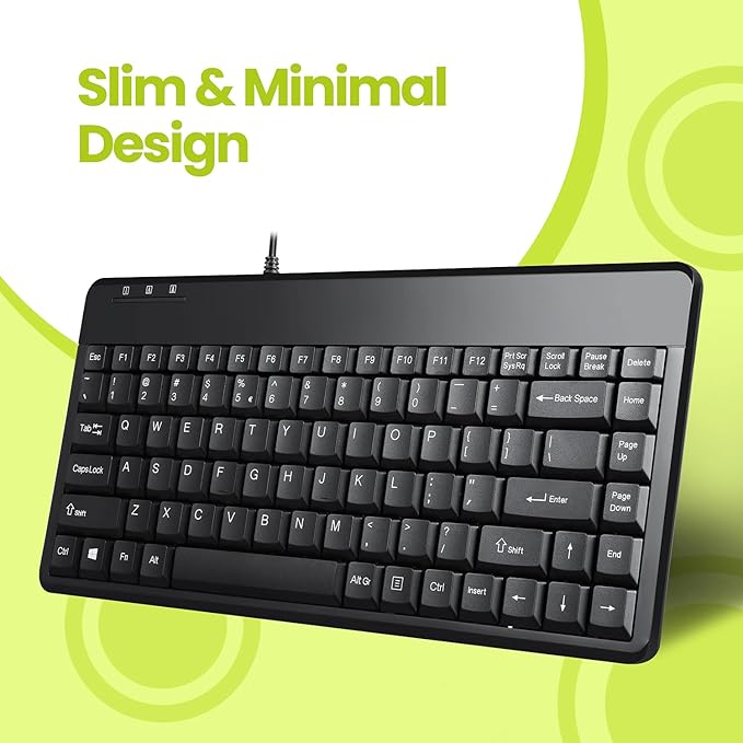 Perixx PERIBOARD-409P Wired PS2 Mini Keyboard Black US English Layout