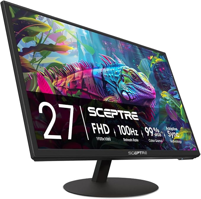 2X Pack 27 Inch Monitor FHD 100Hz Computer Monitor HDMI X2 VGA 99% sRGB Build-in Speakers Wall Mount Tilt Professional and Gaming Monitor – Machine Black 2X Pack