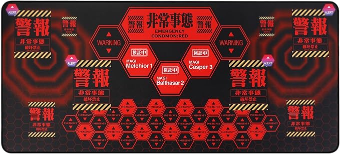 Mouse Pad Neon Genesis Evangelion 'Alert' Design 35.4x15.7 Big Mouse Pad - Featuring MAGI System &amp Emergency Warning Graphics for EVA Fans