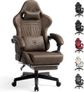 GTPLAYER Gaming Chair with Speakers Video Game Chairs with Footrest PC Gamer Chairs for Adults - Padded High Back Ergonomic Reclining Silla Gamer Linkage Armrest Ace Pro Light Brown
