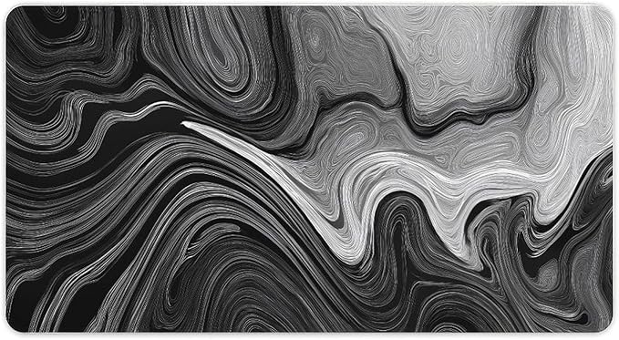 Black and White Topographic Map Gaming Mouse Pad Non-Slip Rubber Base 2XL Mousepad with Stitched EdgesWaterproof Washable Mouse Mat for Desk Home Office Gaming 29.5x16