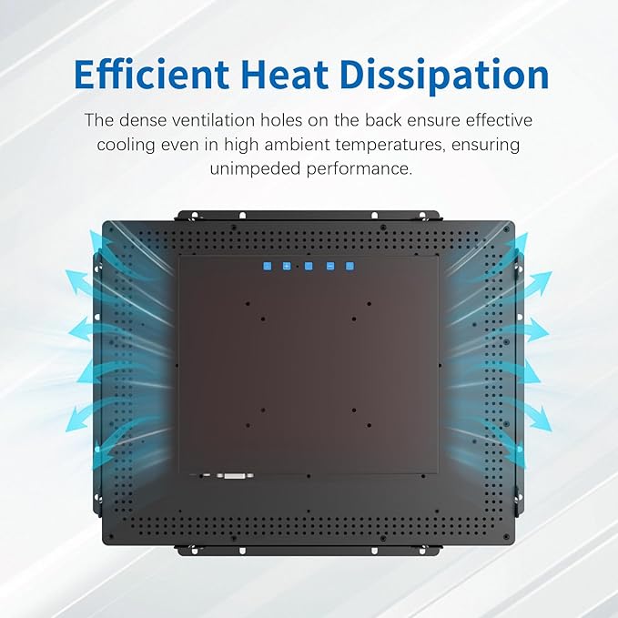 15 Inch Open Frame Touch Monitor PCAP 10-Point Touch Industrial Touchscreen Monitor with HDMI/VGA/DVI Interface Active Matrix TFT LCDLED Backlight with VESA Mount