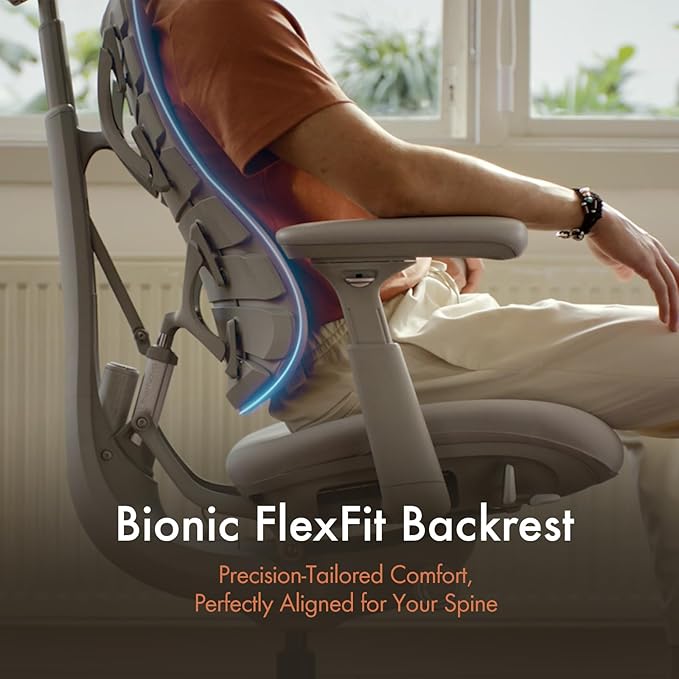 LiberNovo Dynamic Ergonomic Office Chair - Comfy Adjustable Desk Chair with Adaptive Lumbar Support 160° Recline &amp Built-in Spine Stretch for Back Comfort Home Office Long Hours Use Black+48cm