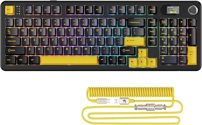 ATTACK SHARK X98PRO Wireless Mechanical KeyboardMulti-Function Knob&ampTFT ScreenTri-Mode BT/2.4G Hz/USB-C Wired KeyboardHot-Swap RGB Backlit4000mAh 98 KeysCloud Drivefor Win/Mac/Linux-Starry B