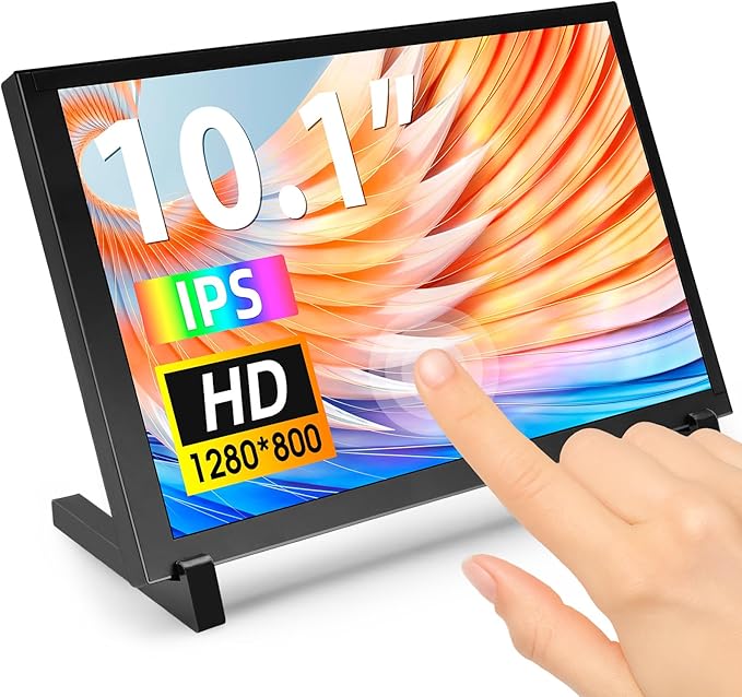 ELECROW 10.1 Inch Touchscreen Monitor 1280x800 IPS LCD HD Display with Stand Portable Capacitive Touch Screen for Raspberry Pi 3/3B+/4B/5 Jetson Nano Banana Pi PC Windows Beaglebone