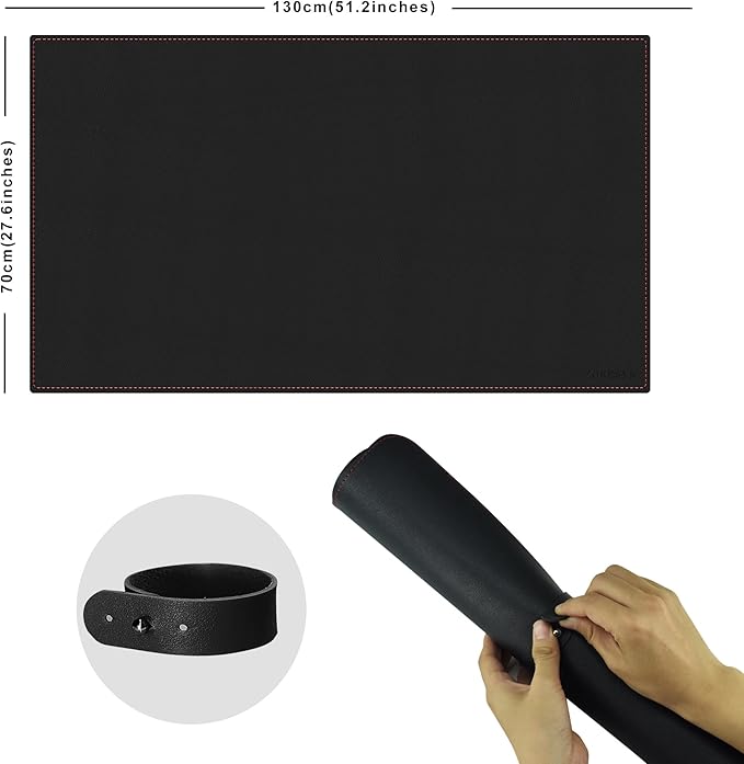 ZORESYN Large PU Leather Desk Mat Black 51.2x27.6 Inches Waterproof Gaming Mouse Pad with Non-Slip Suede Base Office Desk Protector &amp Writing Surface for Home