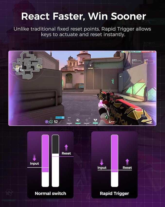 GravaStar Mercury V75 Lite Hall Effect Magnetic Gaming Keyboard – 8KHz Rapid Trigger Wired 75% Keyboard Adjustable Actuation Hot-Swappable Switches Transparent RGB for PC/Mac