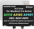 14inch Compatible with MacBook Pro A3112 M4 2024 A3185 M4 2024 A3401 M4 Pro/Max 2024 EMC 8623 EMC 8894 3024 x 1964 LCD LED Screen Replacement Whole Hinge-up Assembly (Silver)