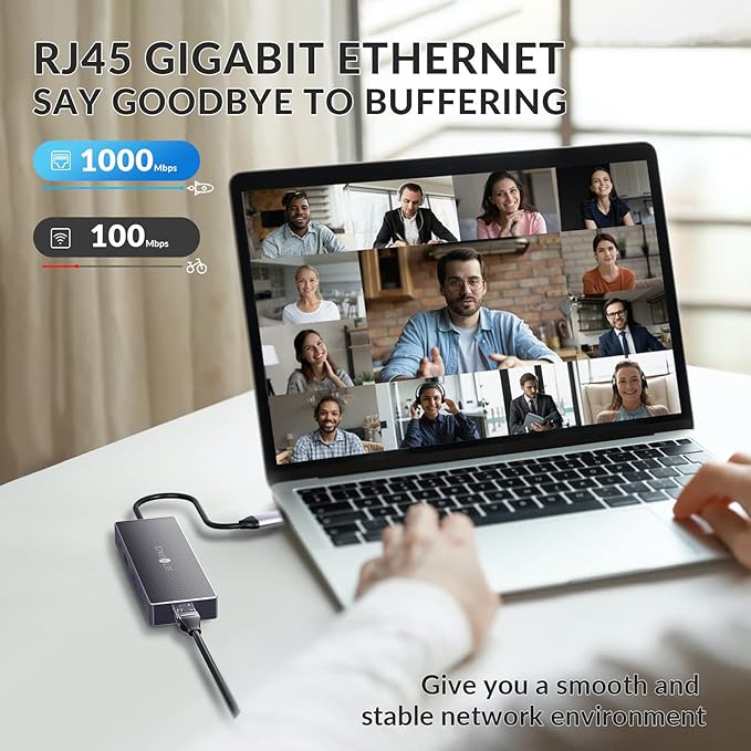 USB C Docking Station Laptop Docking Station 10 in 1 with Ethernet 1000M USB C Hub HDMI PD 100W TF/SD Reader USB C 3.0 4 USB A for MacBook Pro/Air Surface iPad Cable Length: 7.87in