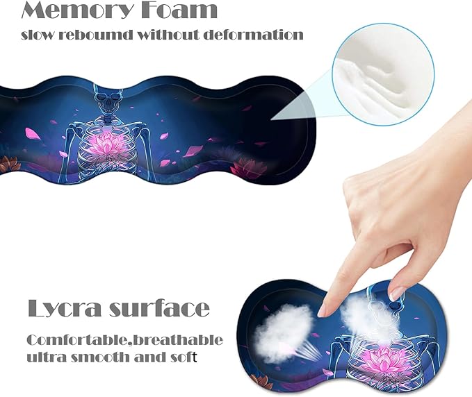 Ergonomic Keyboard Wrist Rest &amp Mouse Pad Wrist Rest SetXL Gaming Desk Mat 31.5x 11.8Non-Slip BaseMemory FoamEasy Typing Pain Relief for Office &amp HomeSkeleton with Glowing Lotus