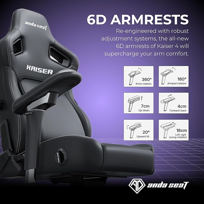 Anda Seat Kaiser 4 XL Gaming Chairs for Adults - Ergonomic Orange PVC Leather Gaming Chair with 6D Armrest Comfortable Office Seat with Lumbar Support Heavy Duty Wide Gamer Seat