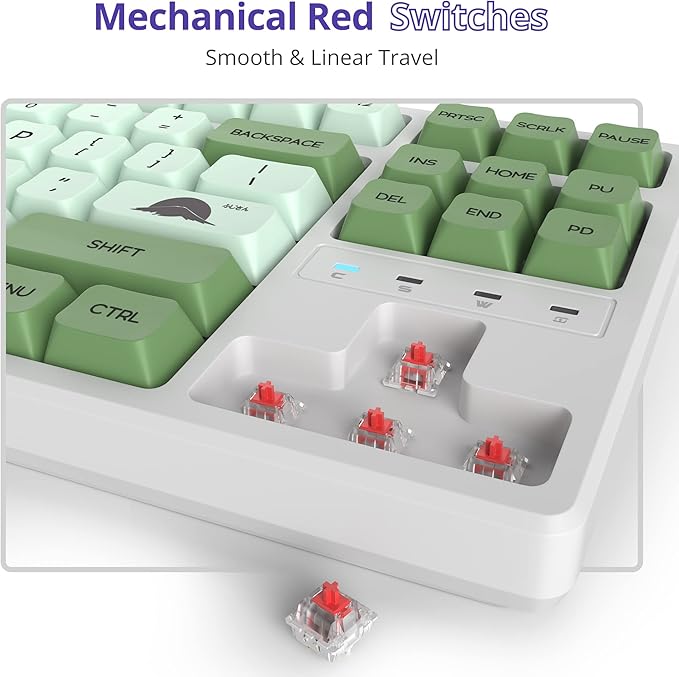 Fogruaden 75% Mechanical Keyboard with Red Switch RGB Backlit Gaming Keyboard 87 Keys Compact TKL Wired Keyboard for Win/Mac Laptop PC Gamer - Matcha
