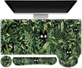 Large Desk Mat Cute Anime Cats Gaming Mouse Pad Desk Pad Protector XXL Mousepad + Keyboard Wrist Rest+Mouse Wrist Rest+Coaster Set with Ergonomic Desk Pad for Home Office PC Computer Green Leaves