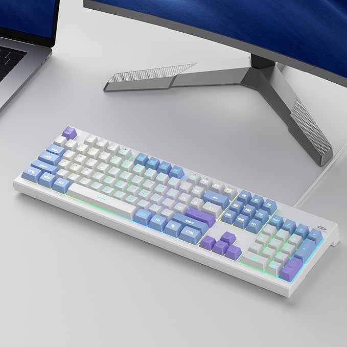 MageGee Creamy KeyboardsK2 Classic Keyboard Wired RGB Backlit 104 Keys Waterproof Ergonomic KeyboardPC Keyboards for PC/loptop/MAC - Lris Violet