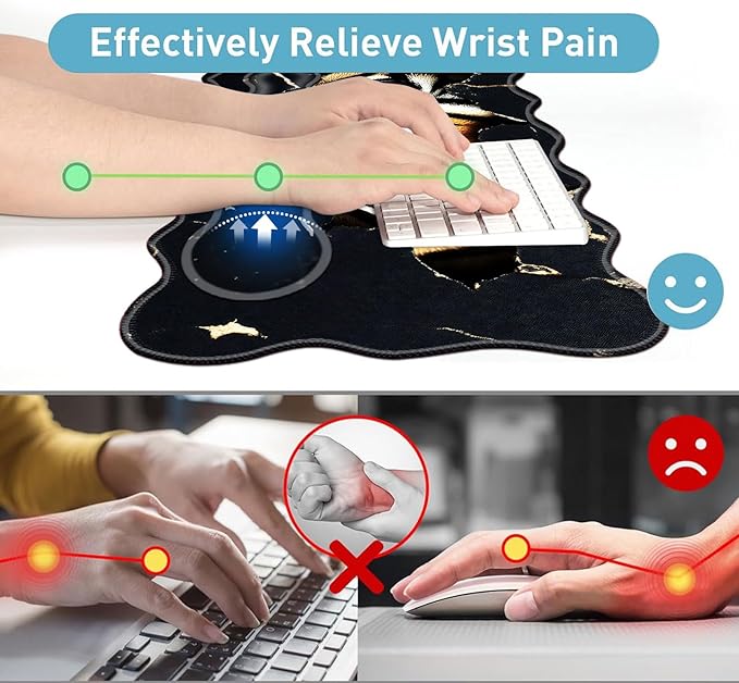 Large Mouse Pad and Keyboard Wrist Rest Desk Pad for Keyboard and Mouse 4-in-1 Large Gaming Mouse Pad with Wrist Support Desk Mat for Home Office Study Game-Tiger Eyes
