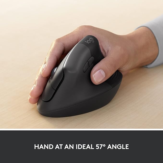 Logitech Lift for Business Vertical Ergonomic Mouse Wireless Bluetooth or Secured Logi Bolt USB Quiet clicks Globally Certified Windows/Mac/Chrome/Linux - Graphite