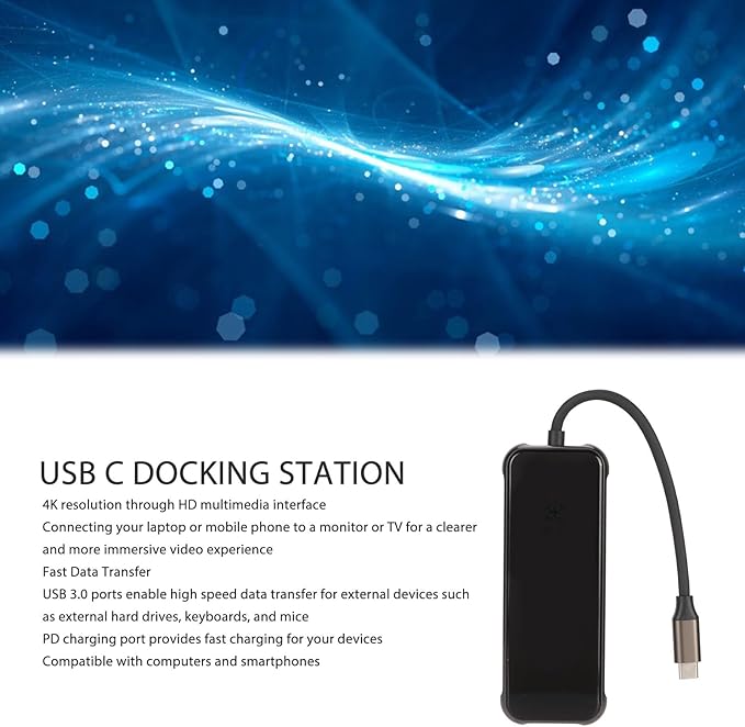 8 in 1 USB C Hub 4K HDMI PD Charging Adapter with 3 USB 3.0 SD/TF Card Reader for Laptop Phone Tablet