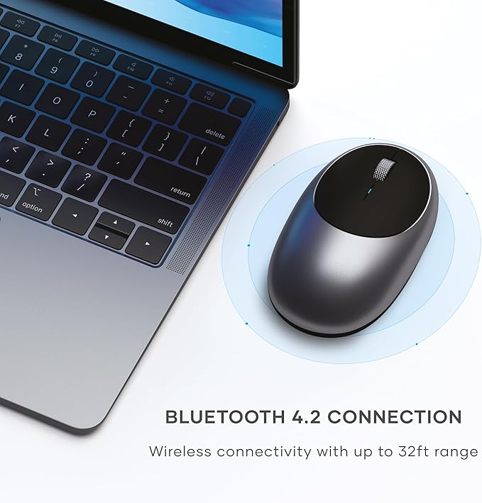 Satechi M1 Wireless Bluetooth Mouse USB-C Rechargeable Compact &amp Portable for MacBook Air/Pro M5/M4 iPad Air/Pro M5/M4/M3 iPad mini Mac mini iMac &amp Windows - Space Gray