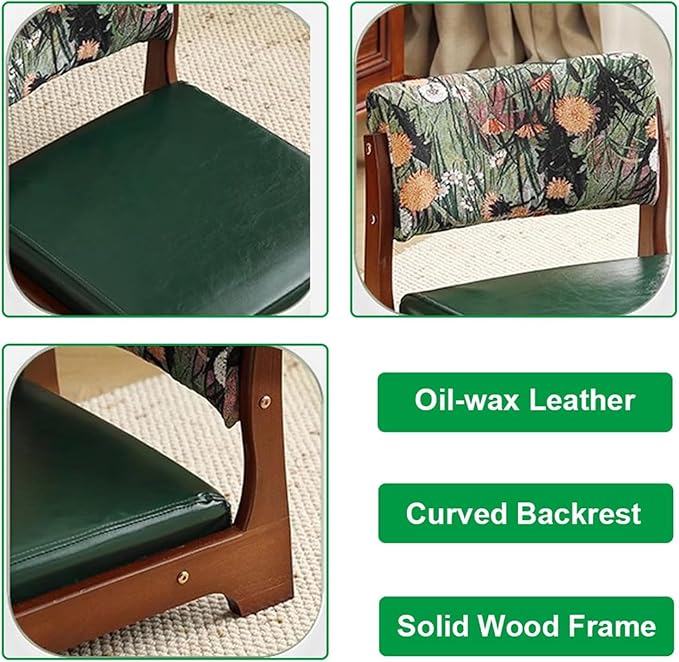 ELEFOCUS Floor Chair with Back Support Japanese Timber Legless Stool Chairs Tatami Floor Cushions Seat Chairs Back Jack Chair(Brown Walnut)