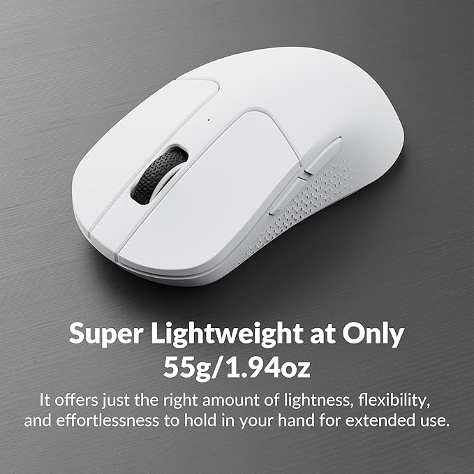 Keychron M3 Mini 4K Wireless Bluetooth 5.1/2.4 GHz/Wired Optical Mouse Ultra-Lightweight 55g Programmable PixArt 3395 Sensor with up to 26000 DPI/ 650 IPS for Windows Mac Linux - White