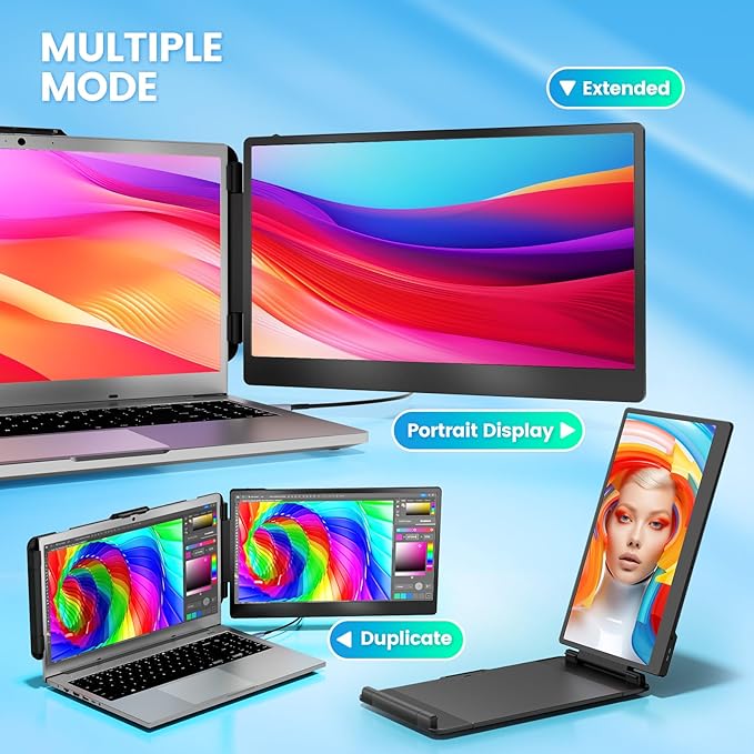 Cenerius 14 Laptop Screen Extender FHD 1080P IPS Portable Monitor for Laptop Dual Screen Monitor Extender Compatible with 13-17 Laptops HDMI/USB-A/USB-C Plug-Play for Windows Mac Android