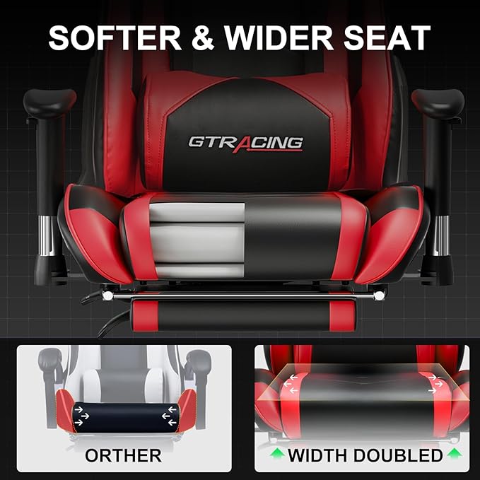 Gaming Chair with Footrest High Back Computer Chair Ergonomic Game Desk Chair Racing Executive Adjustable Swivel Rocker with Headrest and Lumbar Support