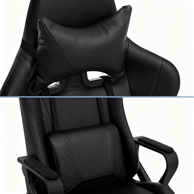 Ergonomic High Back Gaming Chair &amp Office Chair PU Leather &amp Adjustable &amp Easy Assembly &amp BIFMA Certified for Home/Office (Gray) (Black)