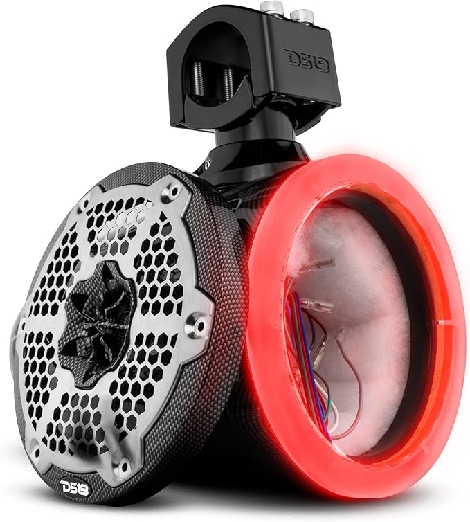 DS18 CF-X6TP.NS 6.5 Marine Tower with Integrated RGB LED Lights No Speakers Black Carbon Fiber (Single)