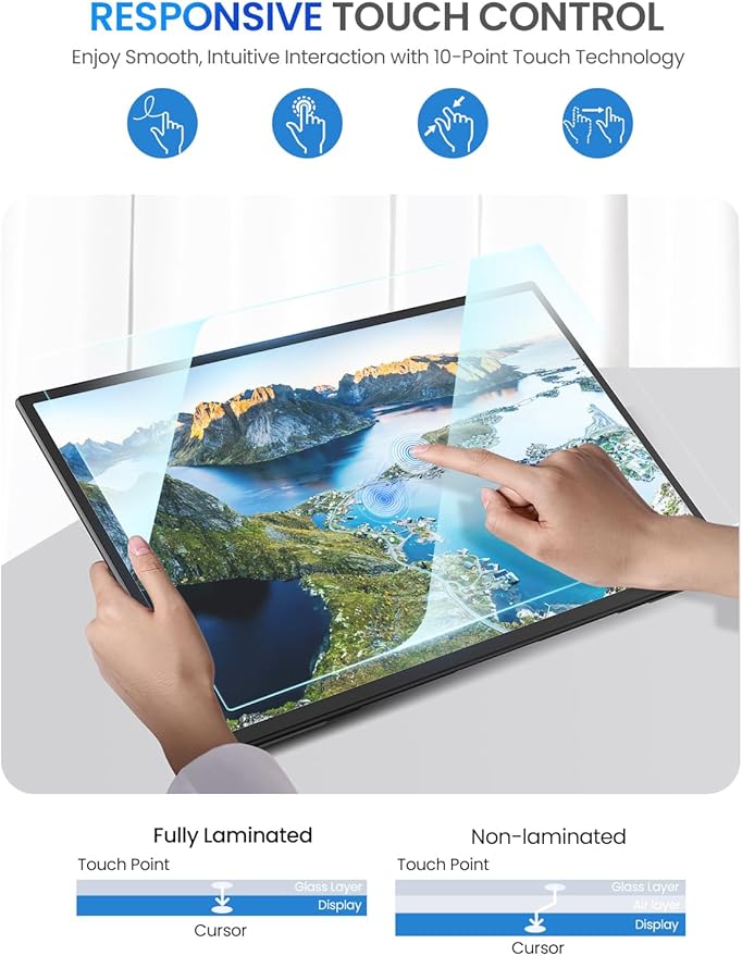 UPERFECT 21.5” 120HZ Touchscreen Portable Monitor w/Stand &amp VESA Large Portable Gaming Monitor with HDMI Type C External Display for Laptops Steamdeck MacBook Phones Mini PC