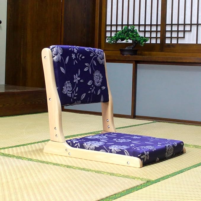 ELEFOCUS Folding Tatami Chair with Backrest Living Room Chair Floor Seat Portable Japanese Legless Chair Bay Window Backrest(G)