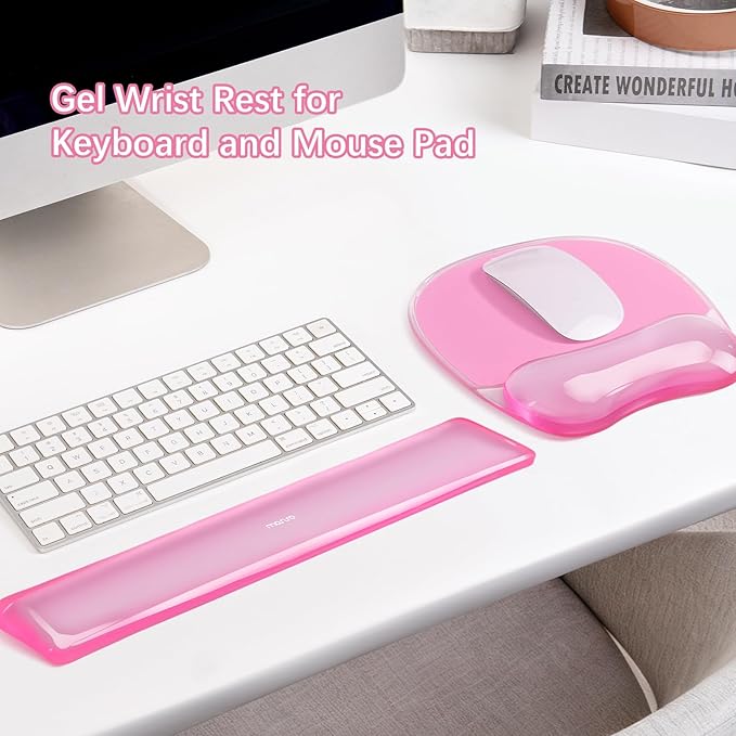 MOSISO Gel Wrist Rest Support for Mouse Pad&ampKeyboard Set Irregular Oval Ergonomic Mousepad Keyboard Pad Non-Slip Base Home/Office Pain Relief&ampCooling Gel Easy Typing Pad for Computer Laptop