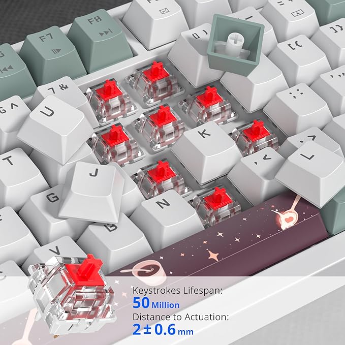 75% Green Mechanical Gaming Keyboard Hot Swappable RGB Custom Keyboard with Knob Gasket Mount Wired TKL Red Switch Keyboard 75 Percent Creamy Mechanical Keyboard (82 Green White)