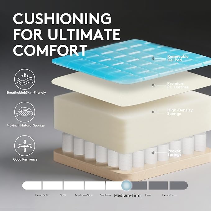 Gaming ChairComputer Office Chair with FootrestMassage Lumbar Support and Gel PadErgonomic Reclining Leather Gamer Chair with HeadrestAdjustable Armrests and Spring Cushion Ivory