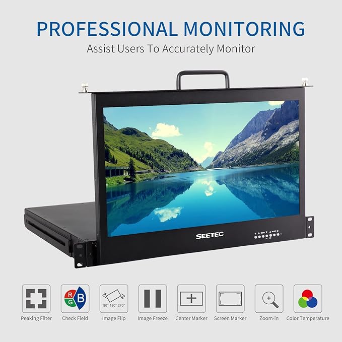 SEETEC 17.3 Inch SDI Rack Mount Monitor SC173-HSD-56 1RU Pull Out Production Monitor Full HD 1920x1080 3G-SDI HDMI