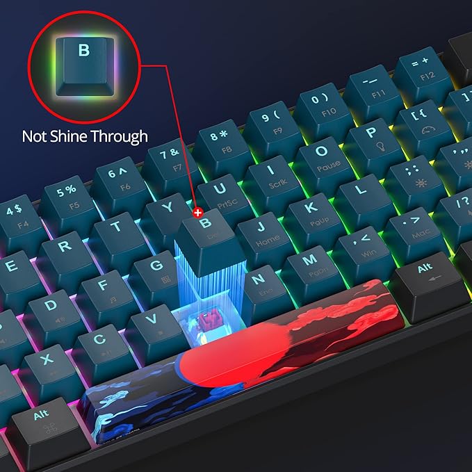 60% Mechanical Gaming Keyboard - RGB Red Switch Wired Compact 61 Keys for Windows PS4/5 Xbox