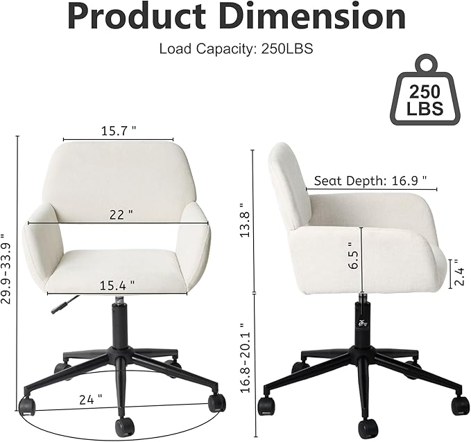Homy Casa Swivel Adjustable Height Video Game Chair Mid Back Armchair for Work Home Office Living Room Modern Upholstered Computer Desk Chair