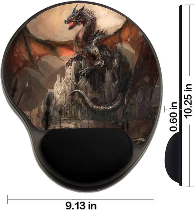 MSD Mousepad Wrist Rest Protected Mouse Pads Mat with Wrist Support Image ID: 29391993 War with The Dragon on Castle