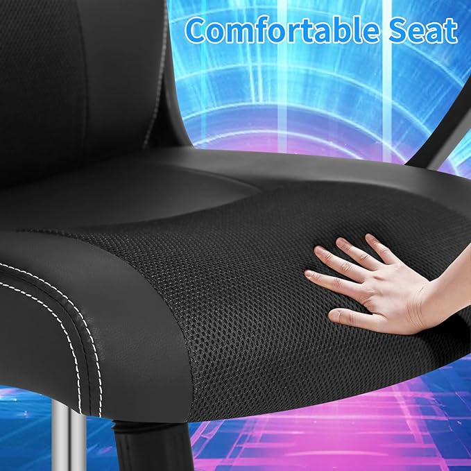 Video Gaming Chair with Massage Function Ergonomic Computer Desk Chairs Home Office Desk Chair with Lumbar Support Adjustable Height Swivel Wheels Black