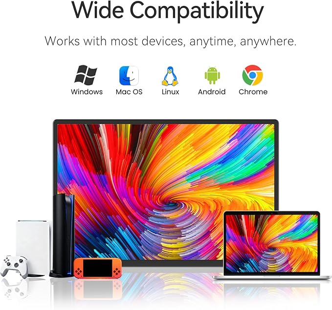 16 2.5K Portable Monitor - QHD Laptop Screen Extender 100% sRGB Wide Color HDMI/USB C/USB A Travel External Display Stand Gaming Monitor for PC Windows MAC Computer Switch Phone Xbox PS4/5